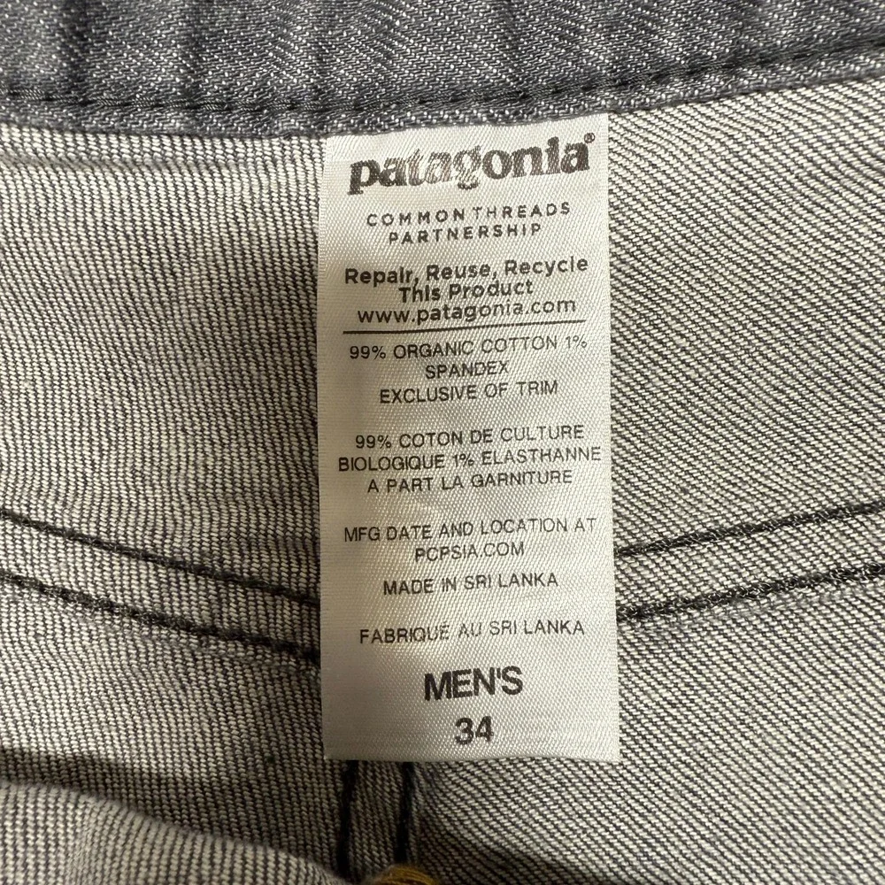 Patagonia Mens Jeans Size 34‎ Gray Organic Cotton Iron Clad Denim Straight Leg